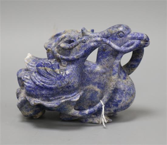A Chinese lapis lazuli carving of ducks height 11.5cm
